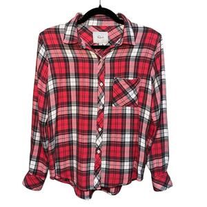 Rails - Plaid Long Sleeve Button Up Shirt Red White - Size S
